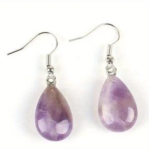 Amethyst Natural Stone Gemstone Handmade Drop Earrings